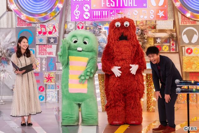 ジェシーが「ハマダ歌謡祭★オオカミ少年」初登場のガチャピン＆ムックとデュエット